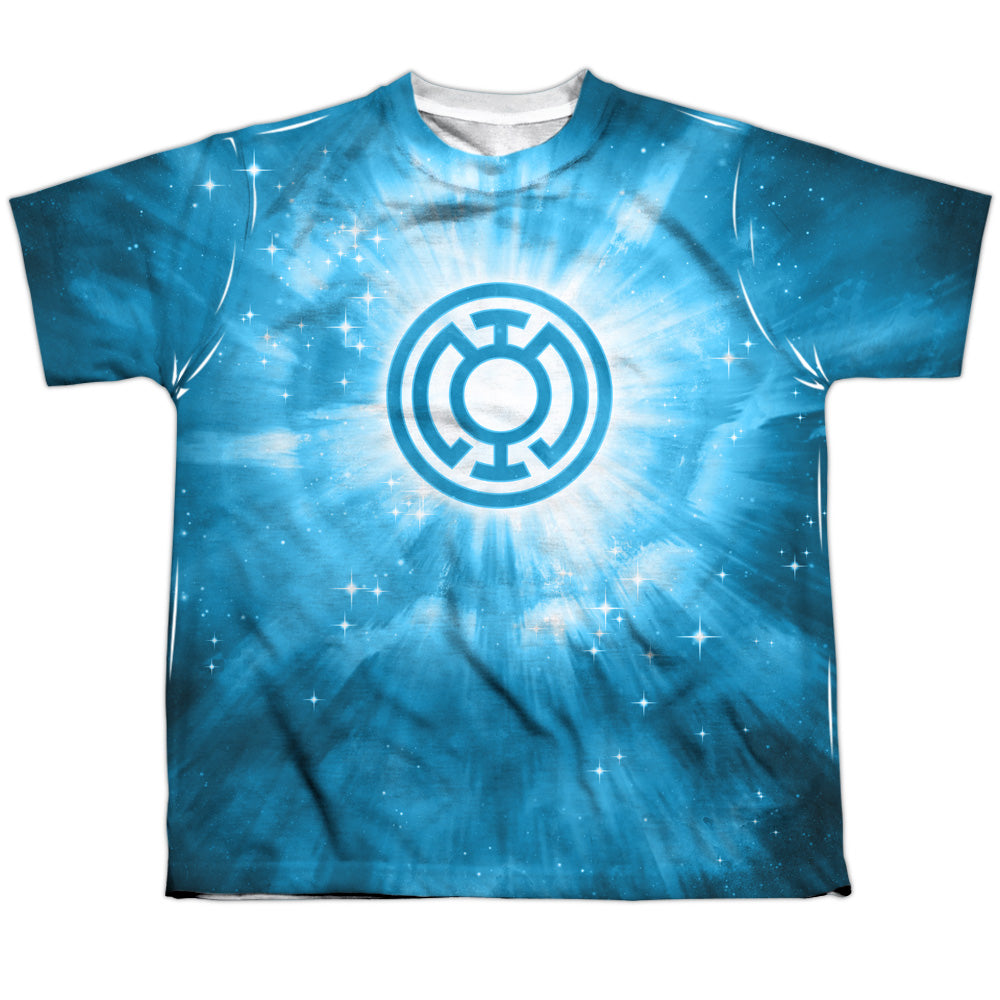 Green Lantern - Blue Energy - Short Sleeve Youth Poly Crew - White T-shirt