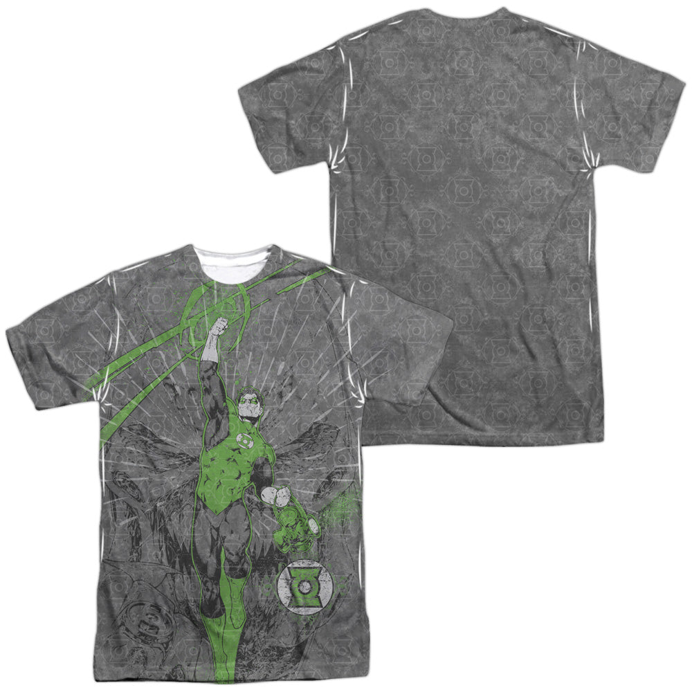 Green Lantern - Vanquish Evil (Front/back Print) - Short Sleeve Adult 100% Poly Crew - White T-shirt