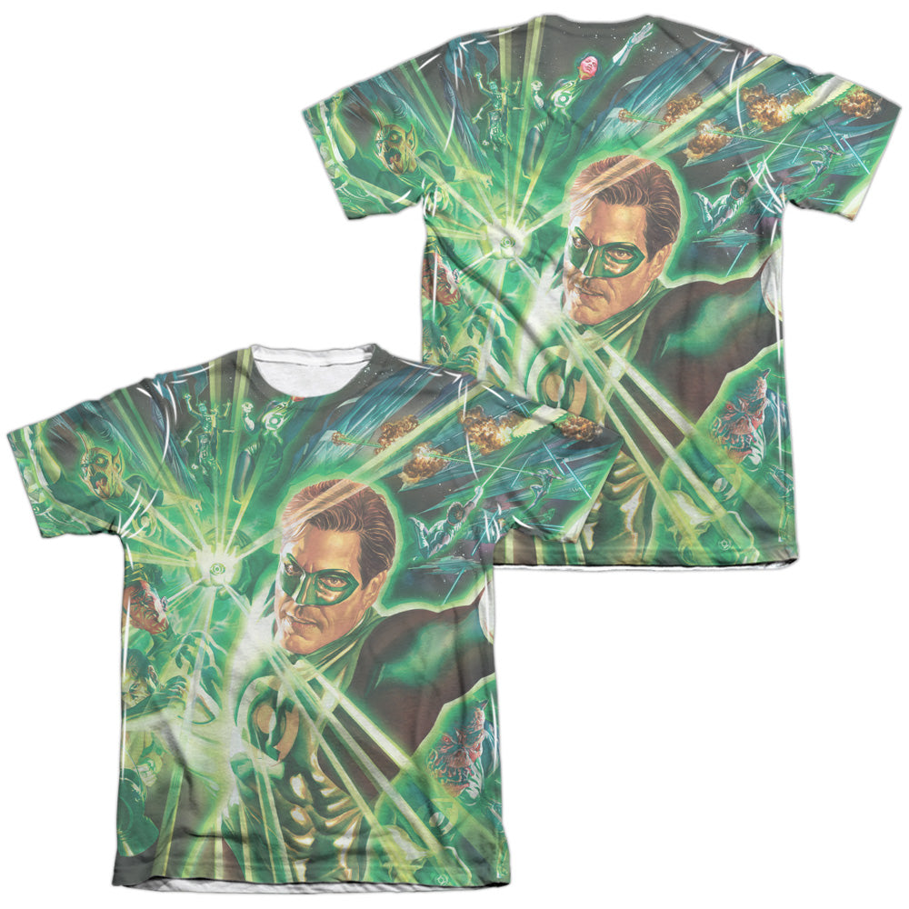 Green Lantern - Lantern Burst (Front/back Print) - Adult 65/35 Poly/cotton Short Sleeve Tee - White T-shirt