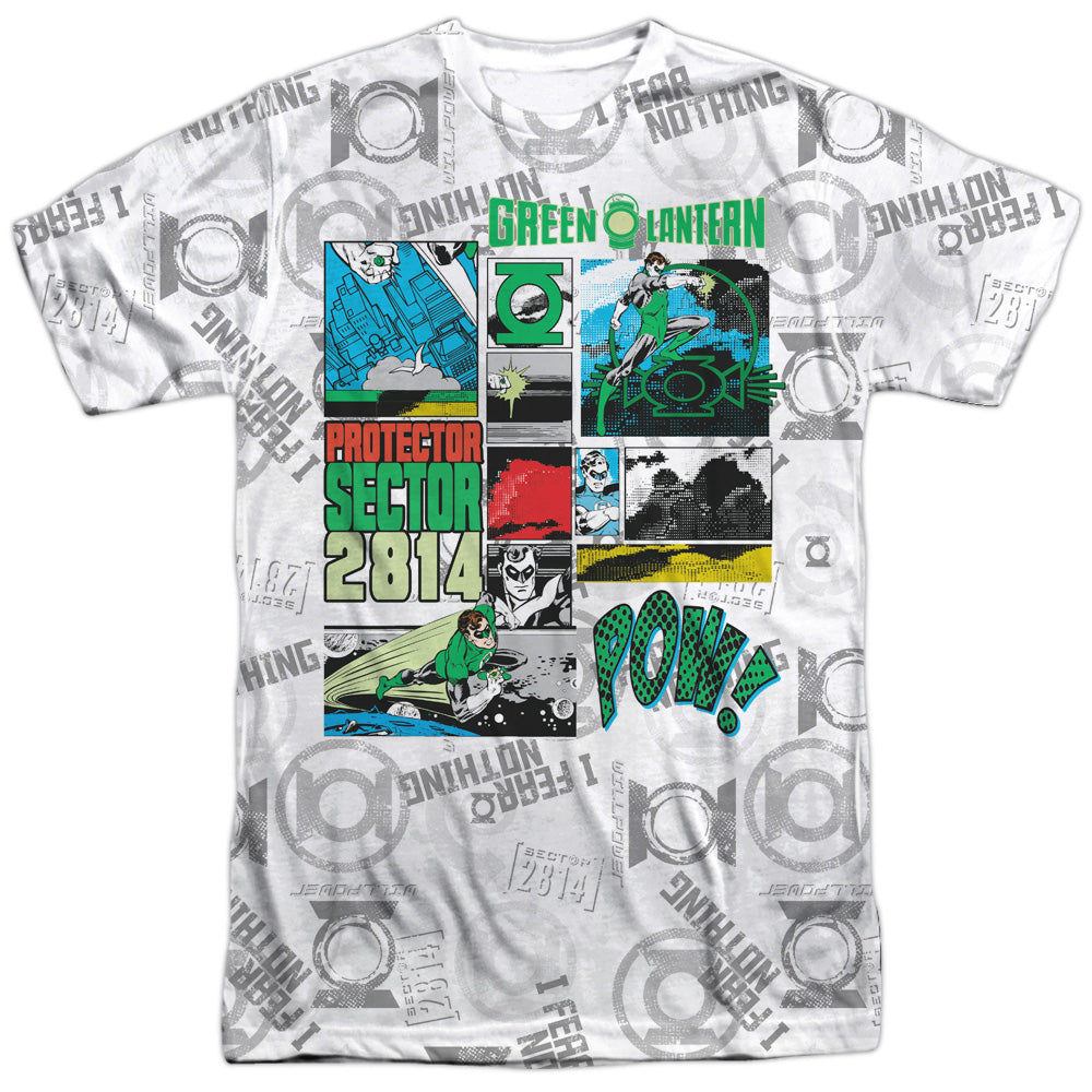 Green Lantern - Sector Protecto - Short Sleeve Adult 100% Poly Crew - White T-shirt