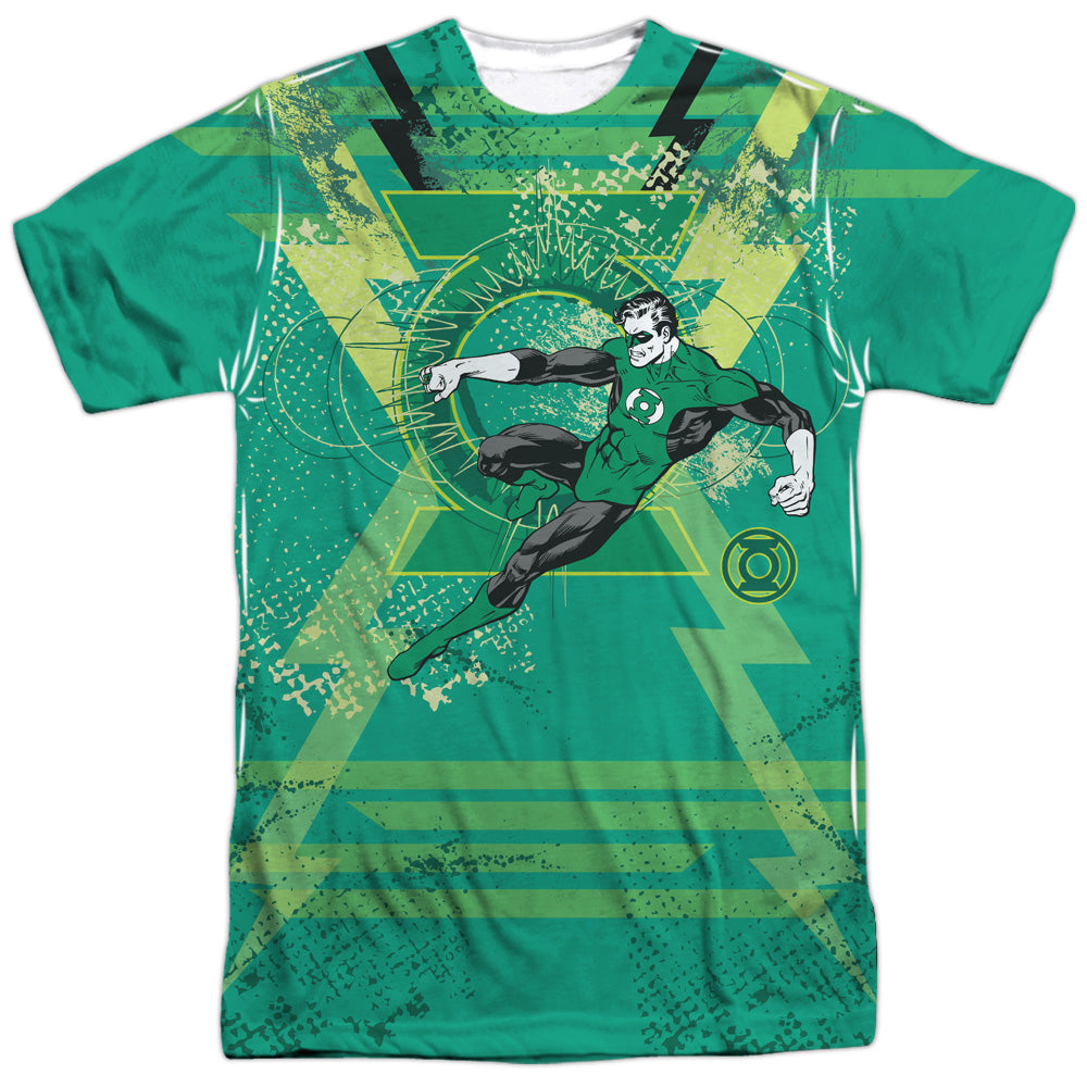 Green Lantern - Weild The Logo - Short Sleeve Adult 100% Poly Crew - White T-shirt