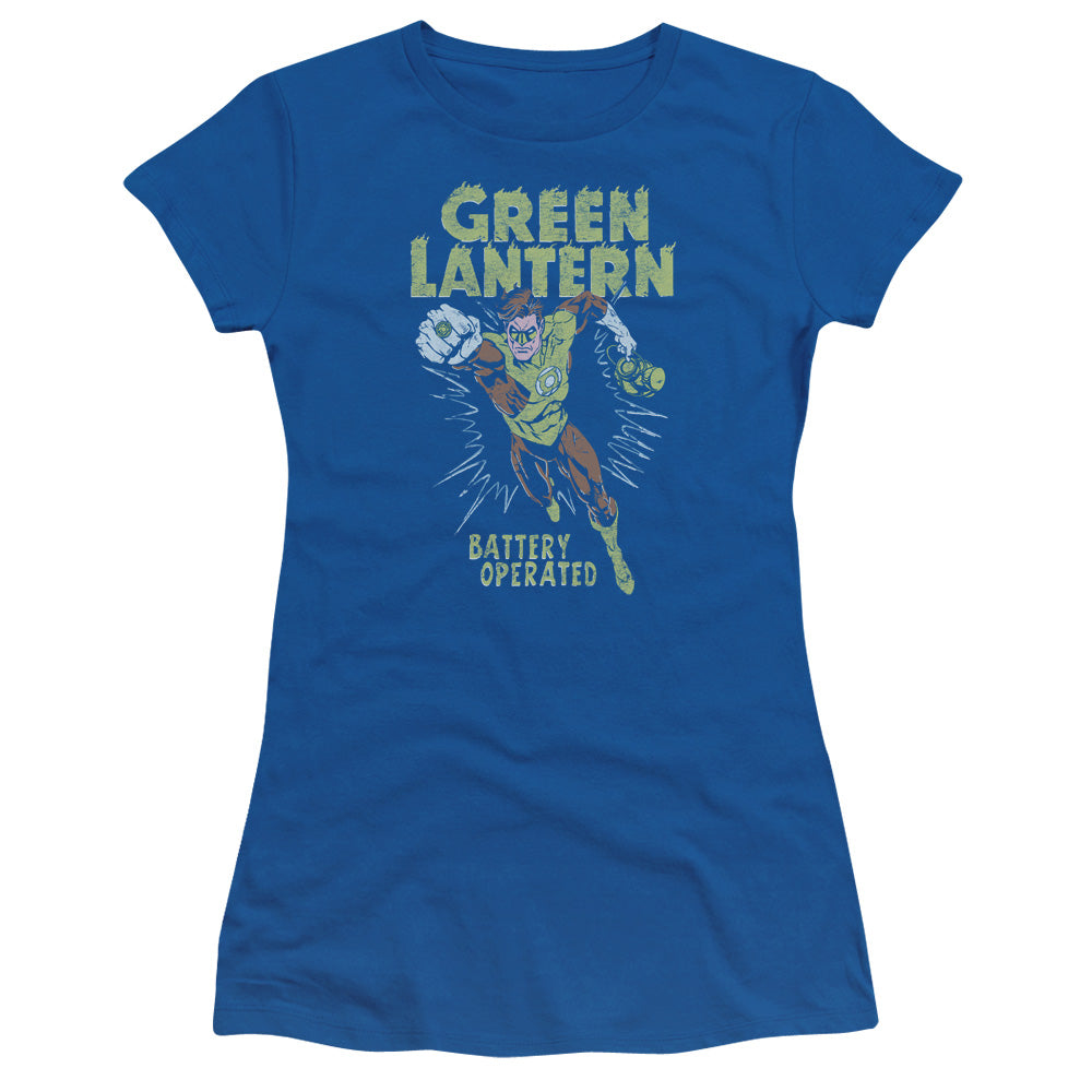 Green Lantern - Fully Charged - Short Sleeve Junior Sheer - Royal Blue T-shirt