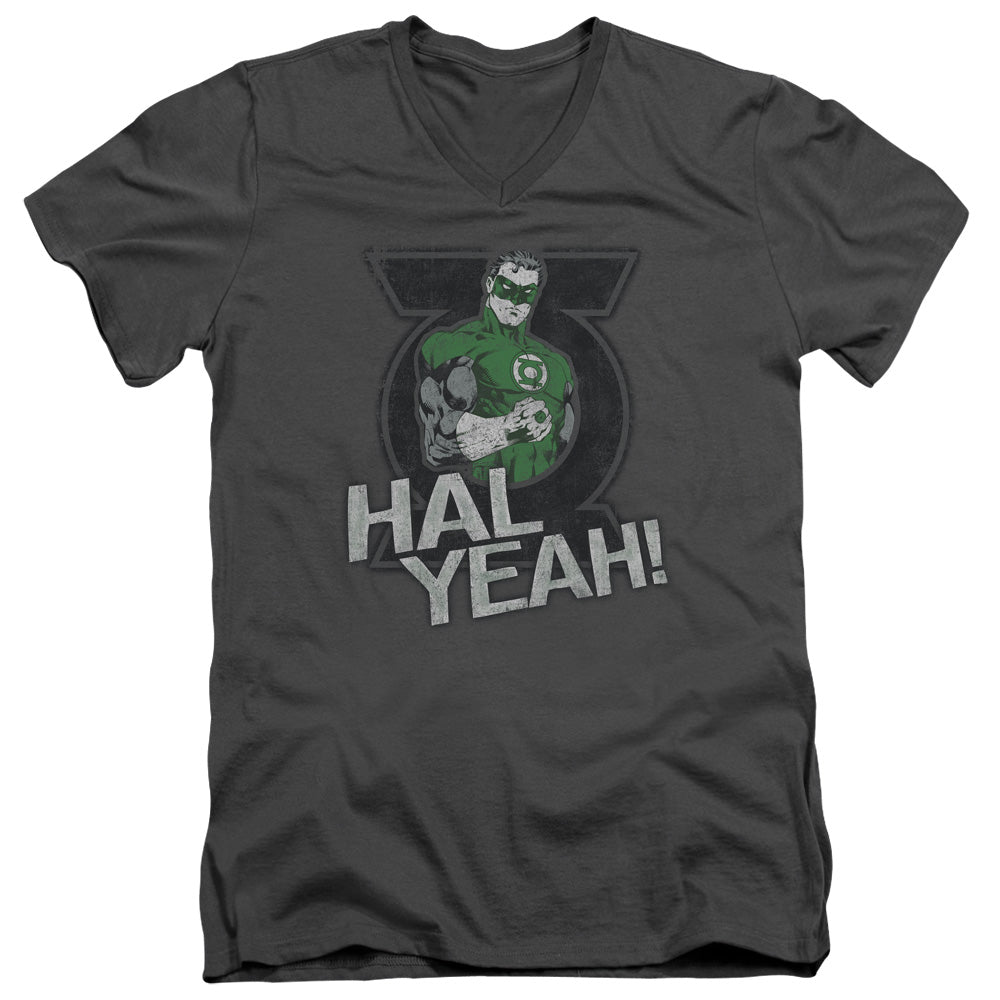 Green Lantern - Hal Yeah - Short Sleeve Adult V-neck 30/1 - Charcoal T-shirt