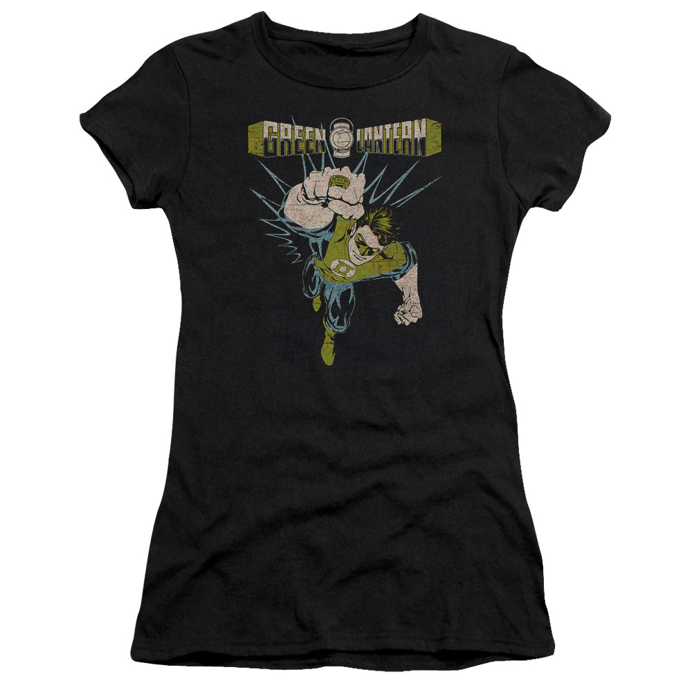 Green Lantern - Powerful - Short Sleeve Junior Sheer - Black T-shirt