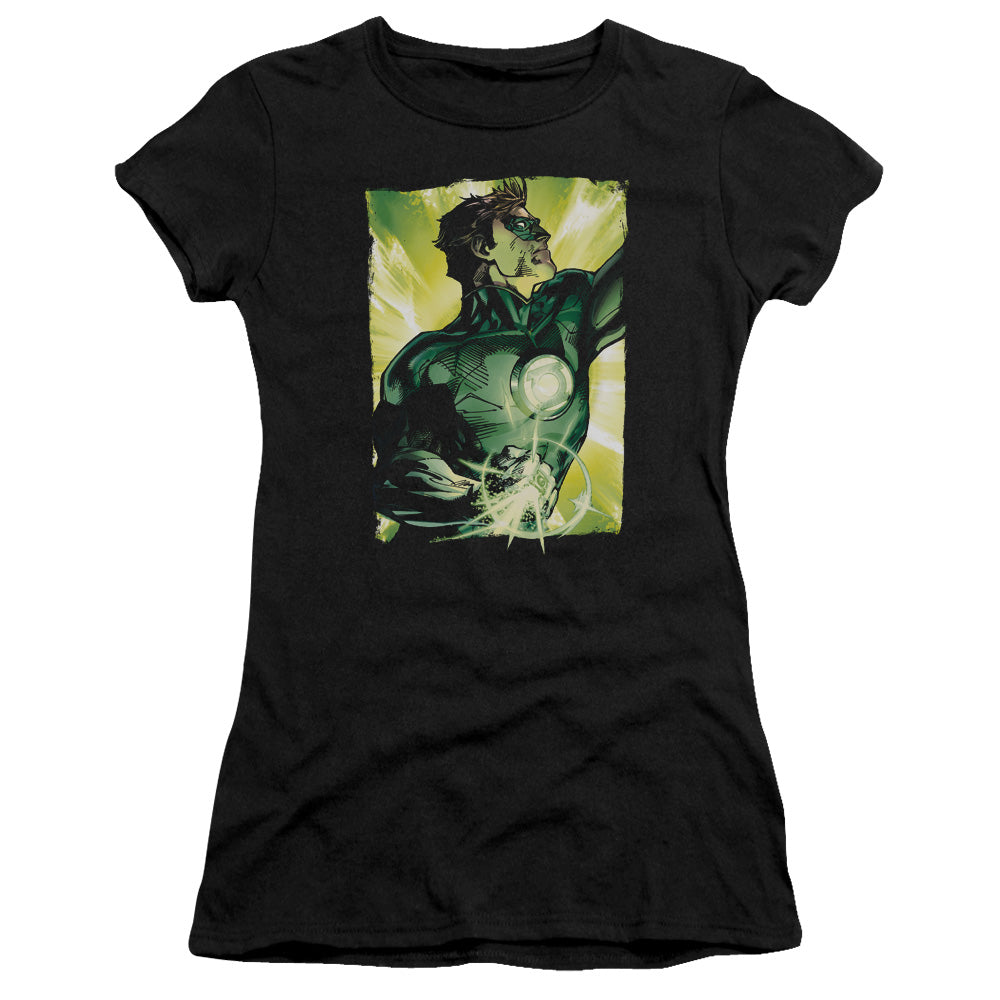 Green Lantern - Up Up - Short Sleeve Junior Sheer - Black T-shirt