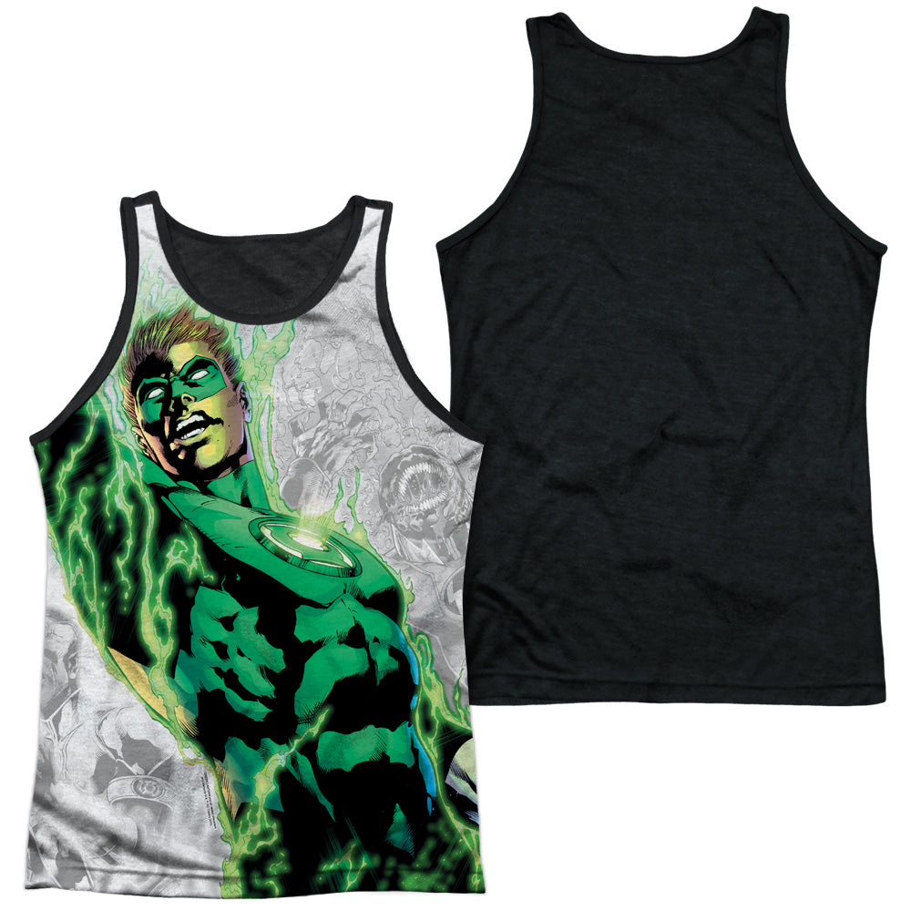 Green Lantern - Light Em Up - Adult Poly Tank Top Black Back - White