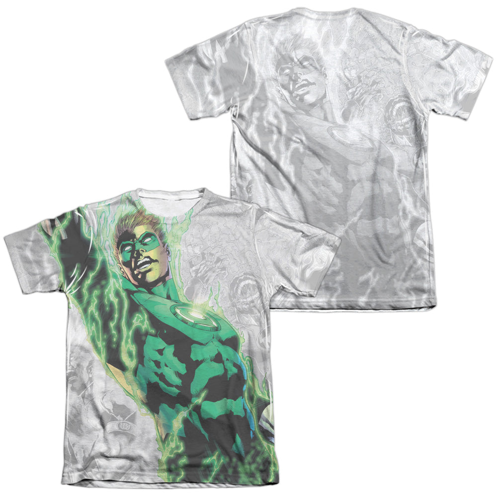 Green Lantern - Light Em Up (Front/back Print) - Adult Poly/cotton Short Sleeve Tee - White T-shirt