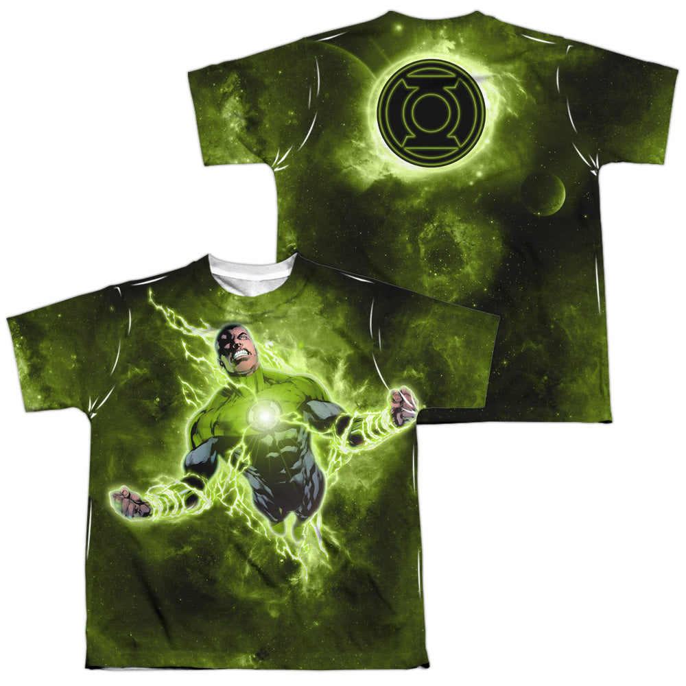 Green Lantern - Inner Strength (Front/back Print) - Short Sleeve Youth Poly Crew - White T-shirt