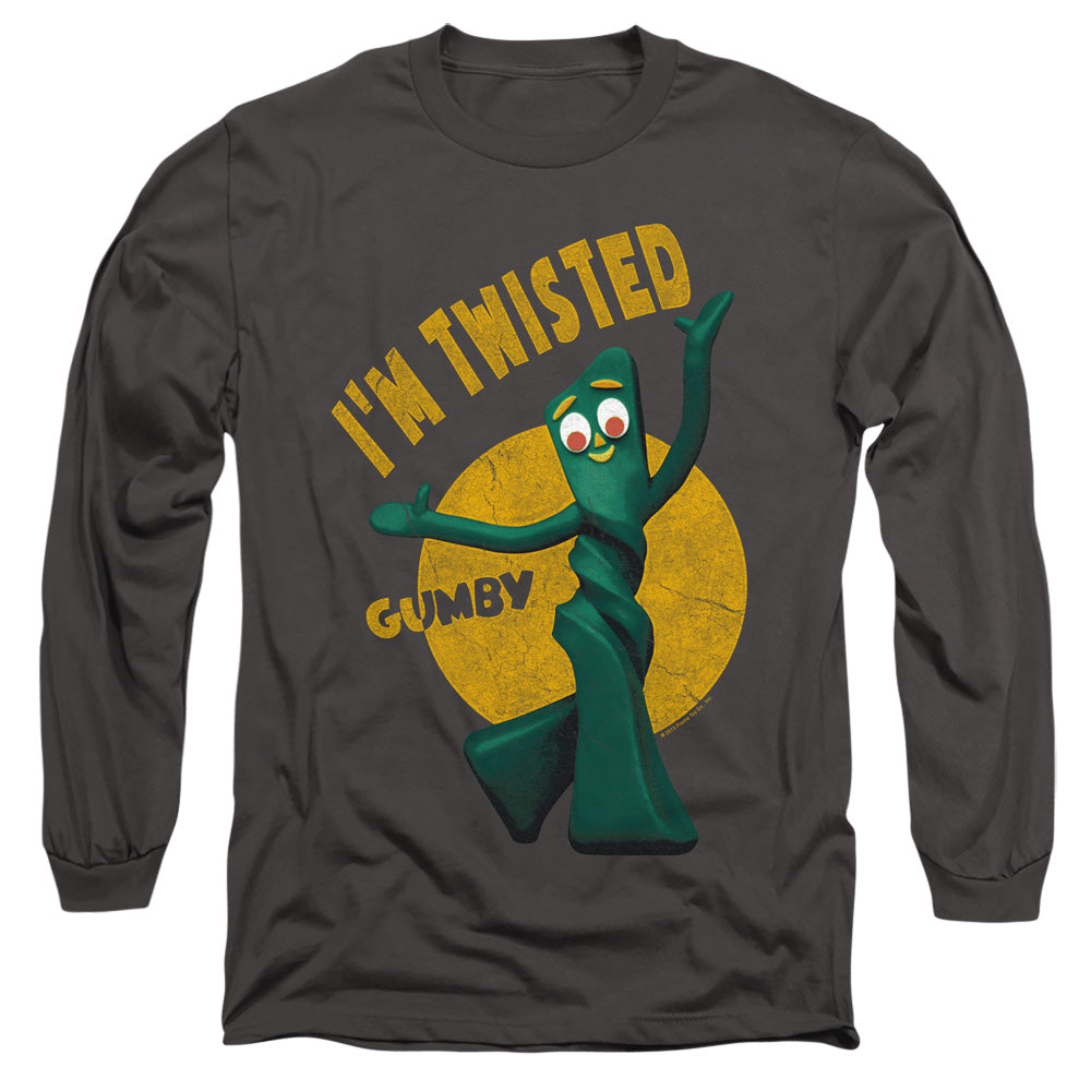 Gumby - Twisted - Long Sleeve Adult 18/1 - Charcoal T-shirt