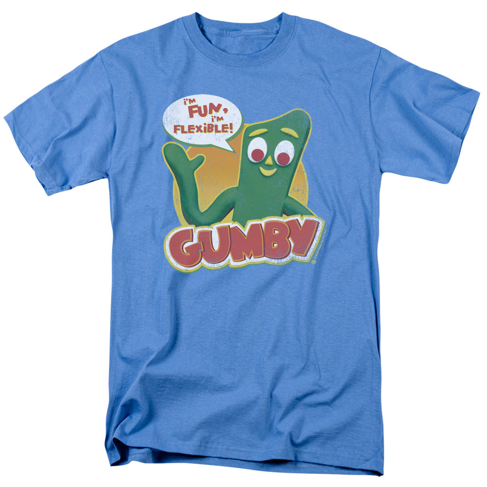 Gumby - Fun & Flexible - Short Sleeve Adult 18/1 - Carolina Blue T-shirt