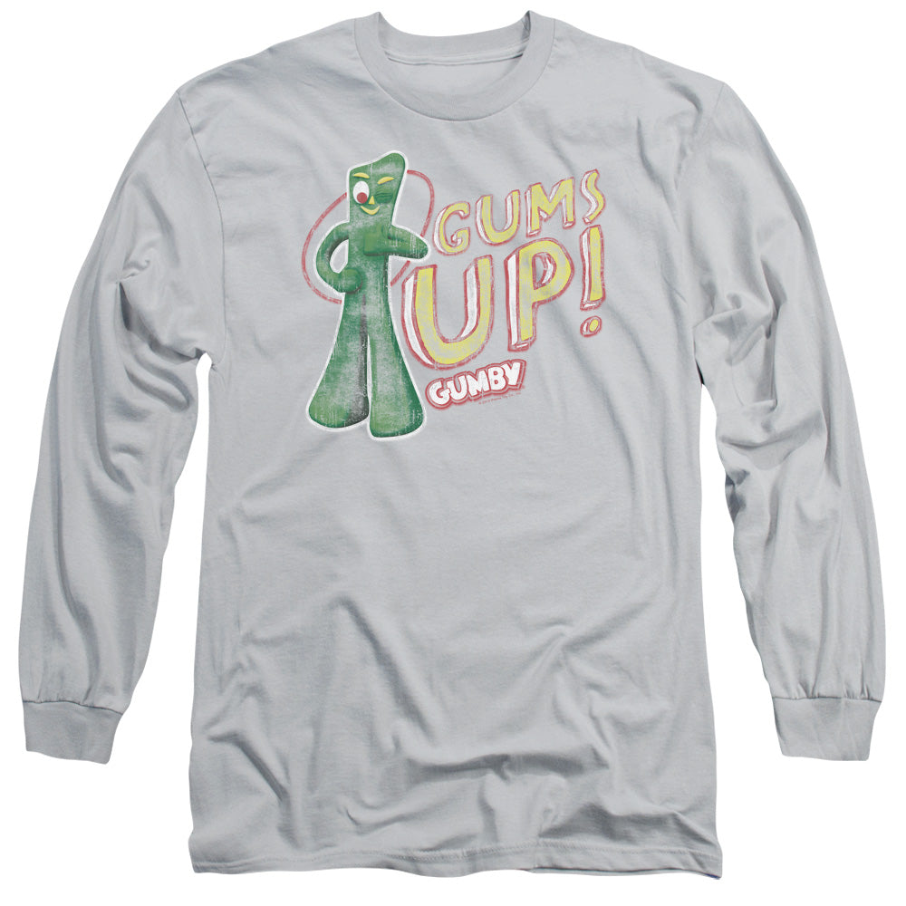 Gumby - Gums Up - Long Sleeve Adult 18/1 - Silver T-shirt