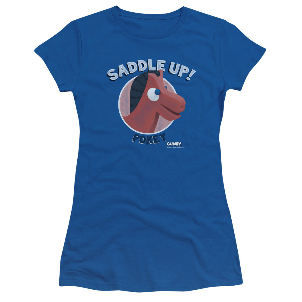 Gumby - Saddle Up - Short Sleeve Junior Sheer - Royal T-shirt
