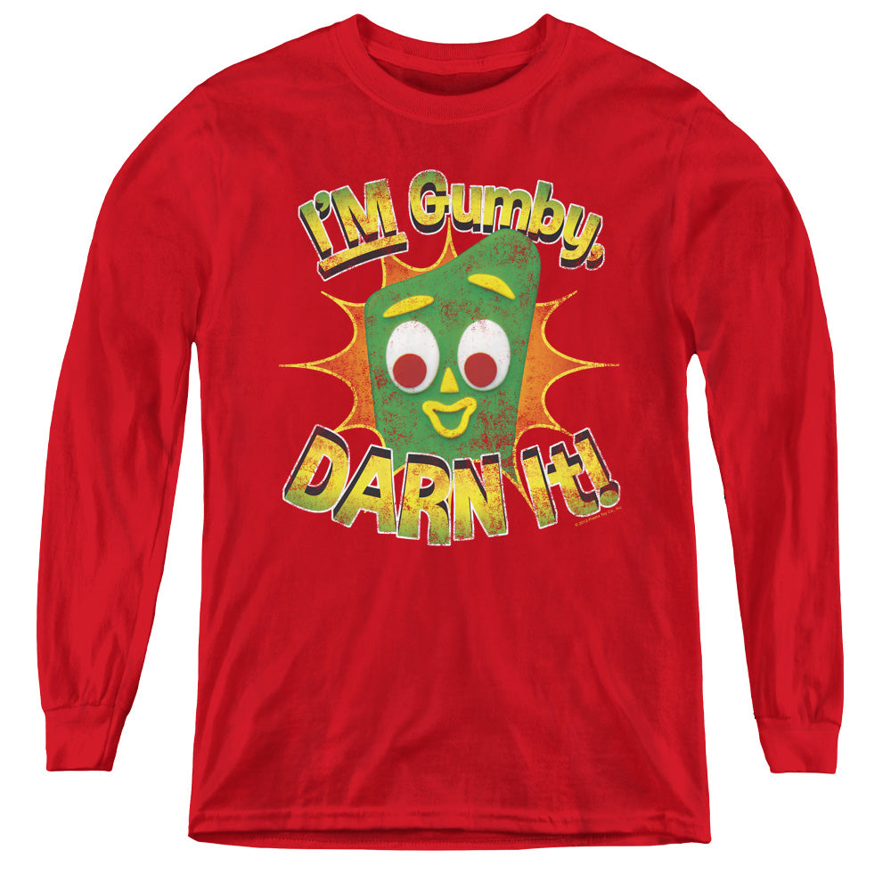 Gumby - Darn It - Youth Long Sleeve Tee - Red