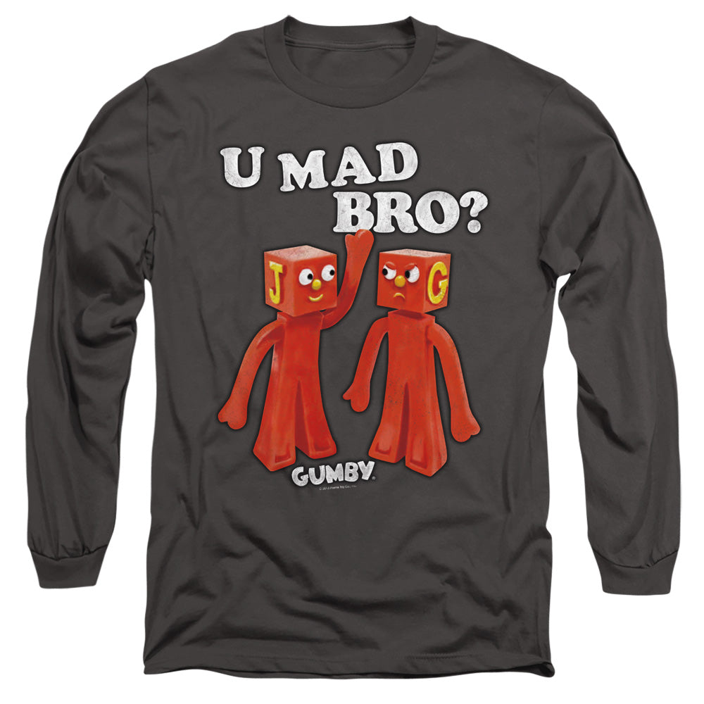 Gumby - U Mad Bro - Long Sleeve Adult 18/1 - Charcoal T-shirt