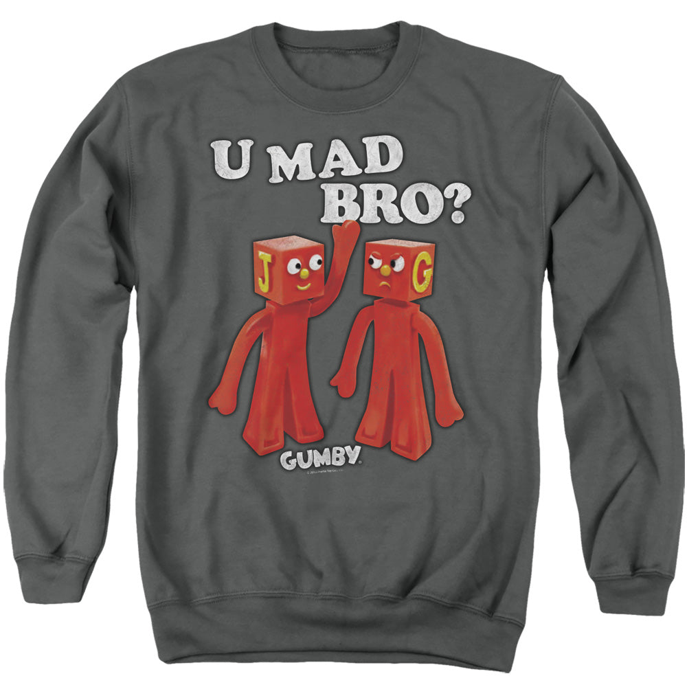 Gumby - U Mad Bro - Adult Crewneck Sweatshirt - Charcoal