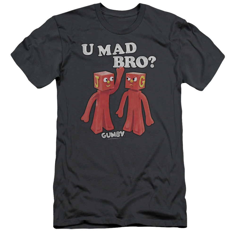 Gumby - U Mad Bro - Short Sleeve Adult 30/1 - Charcoal T-shirt
