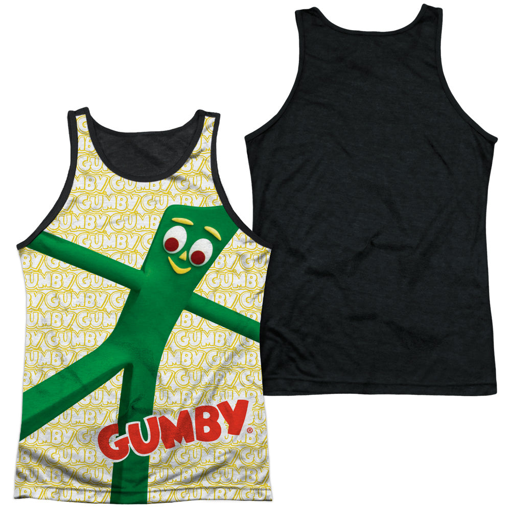 Gumby - Stretched - Adult Poly Tank Top Black Back - White