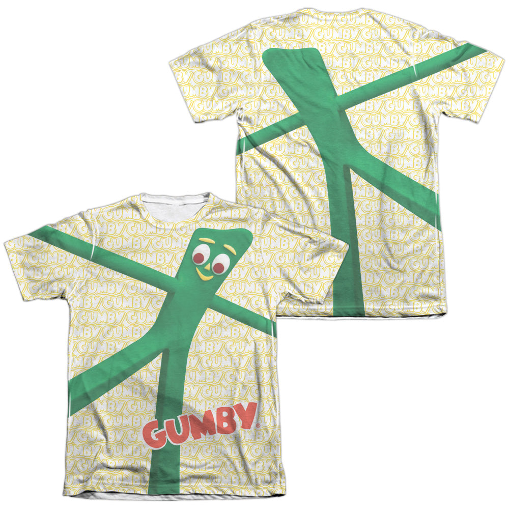 Gumby - Stretched (Front/back Print) - Adult Poly/cotton Short Sleeve Tee-sublimate White T-shirt