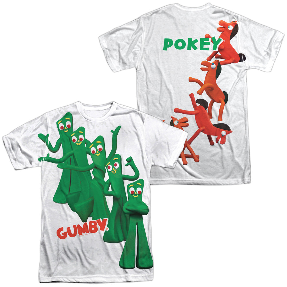 GUMBY MOVES (FRONT/BACK PRINT)-S/S ADULT POLY T-Shirt