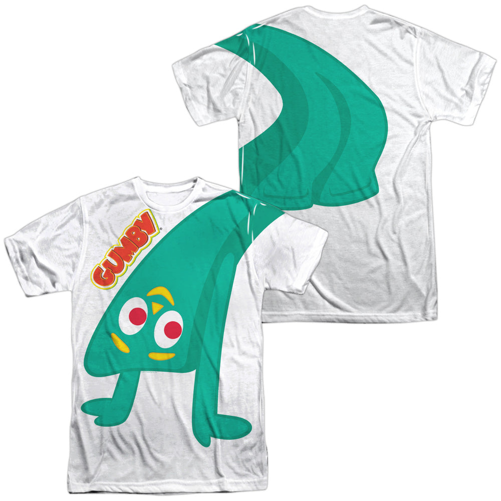 Gumby - Bend Backwards (Front/back Print) - Short Sleeve Adult Poly Crew-sublimate White T-shirt