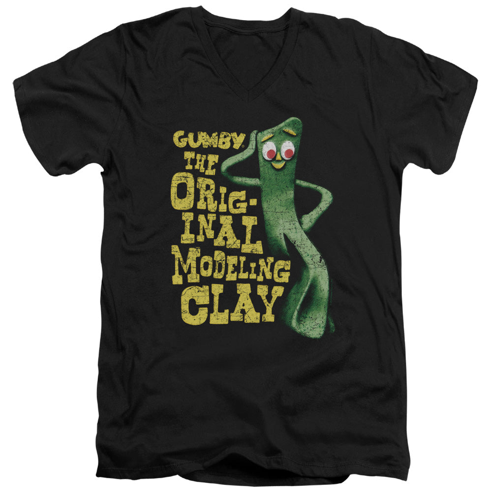 Gumby - So Punny - Short Sleeve Adult V-neck 30/1 - Black T-shirt