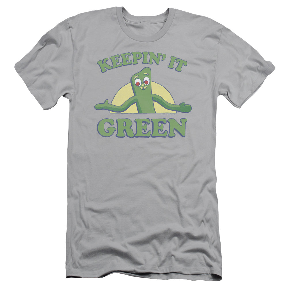 Gumby - Keepin It Green - Short Sleeve Adult 30/1 - Silver T-shirt