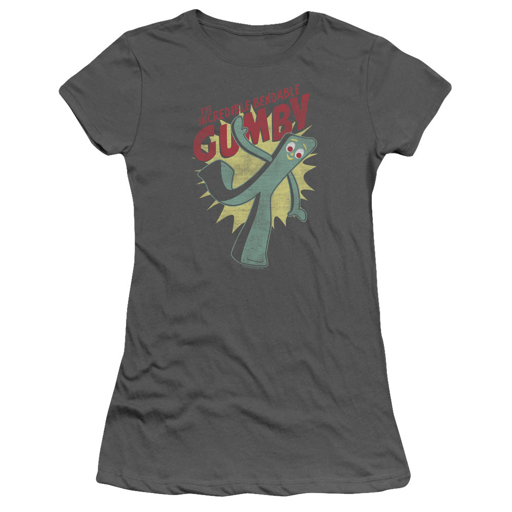Gumby - Bendable - Short Sleeve Junior Sheer - Charcoal T-shirt