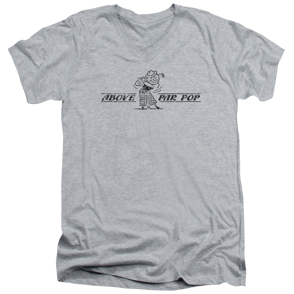 Above Par Pop - Short Sleeve Adult V-neck - Athletic Heather T-shirt