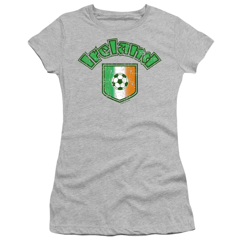 Ireland With Soccer Flag - Short Sleeve Junior Sheer - Athletic Heather T-shirt