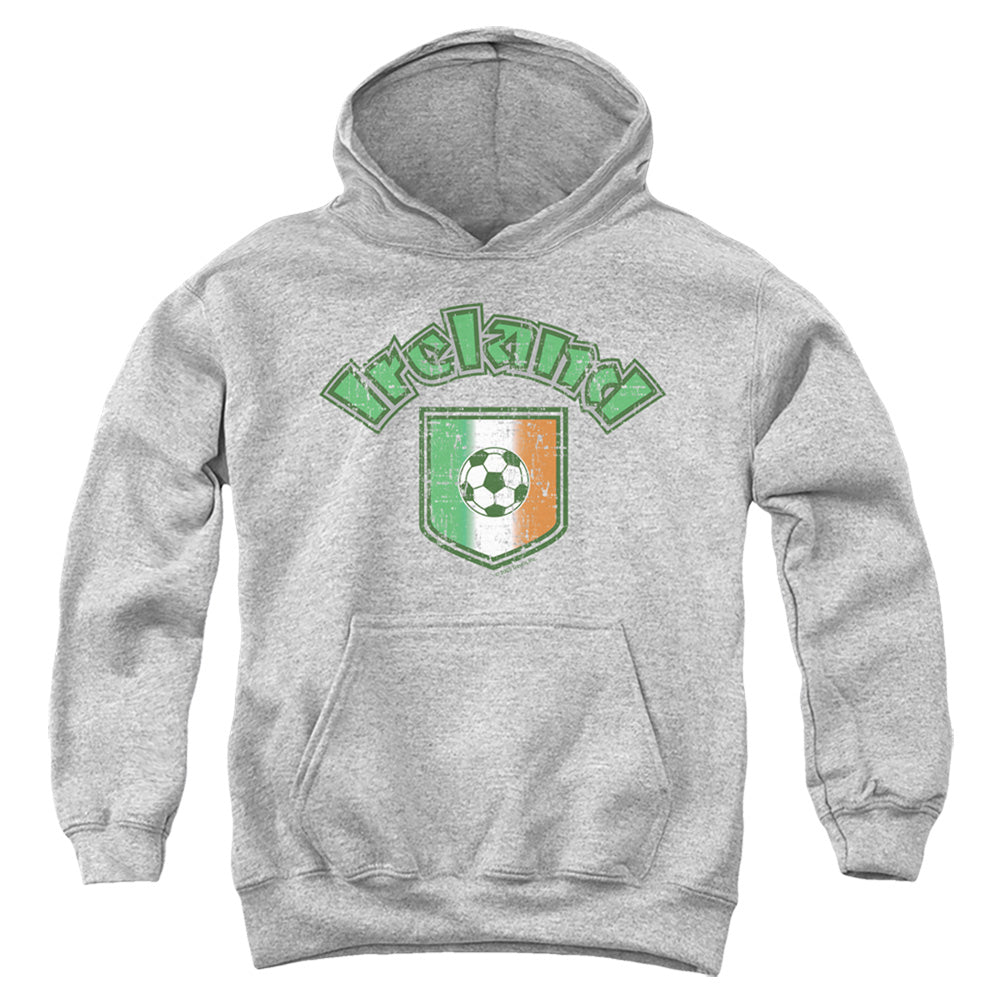 Ireland With Soccer Flag - Youth Pull-over Hoodie - Heather