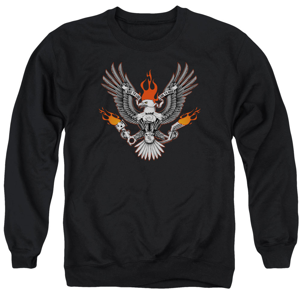 Biker Eagle - Adult Crewneck Sweatshirt - Black