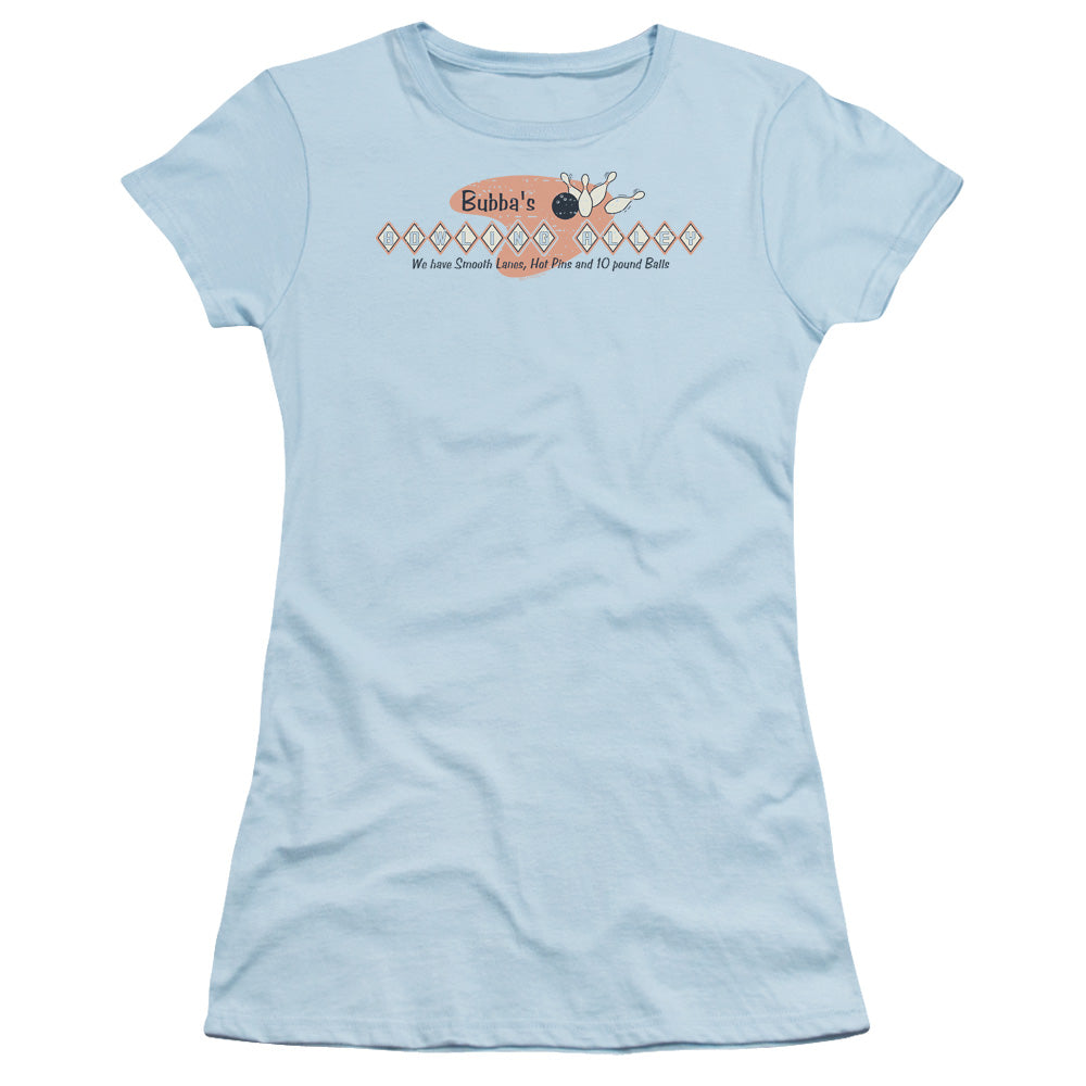 Bubbas Bowling Alley - Short Sleeve Junior Sheer - Light Blue T-shirt