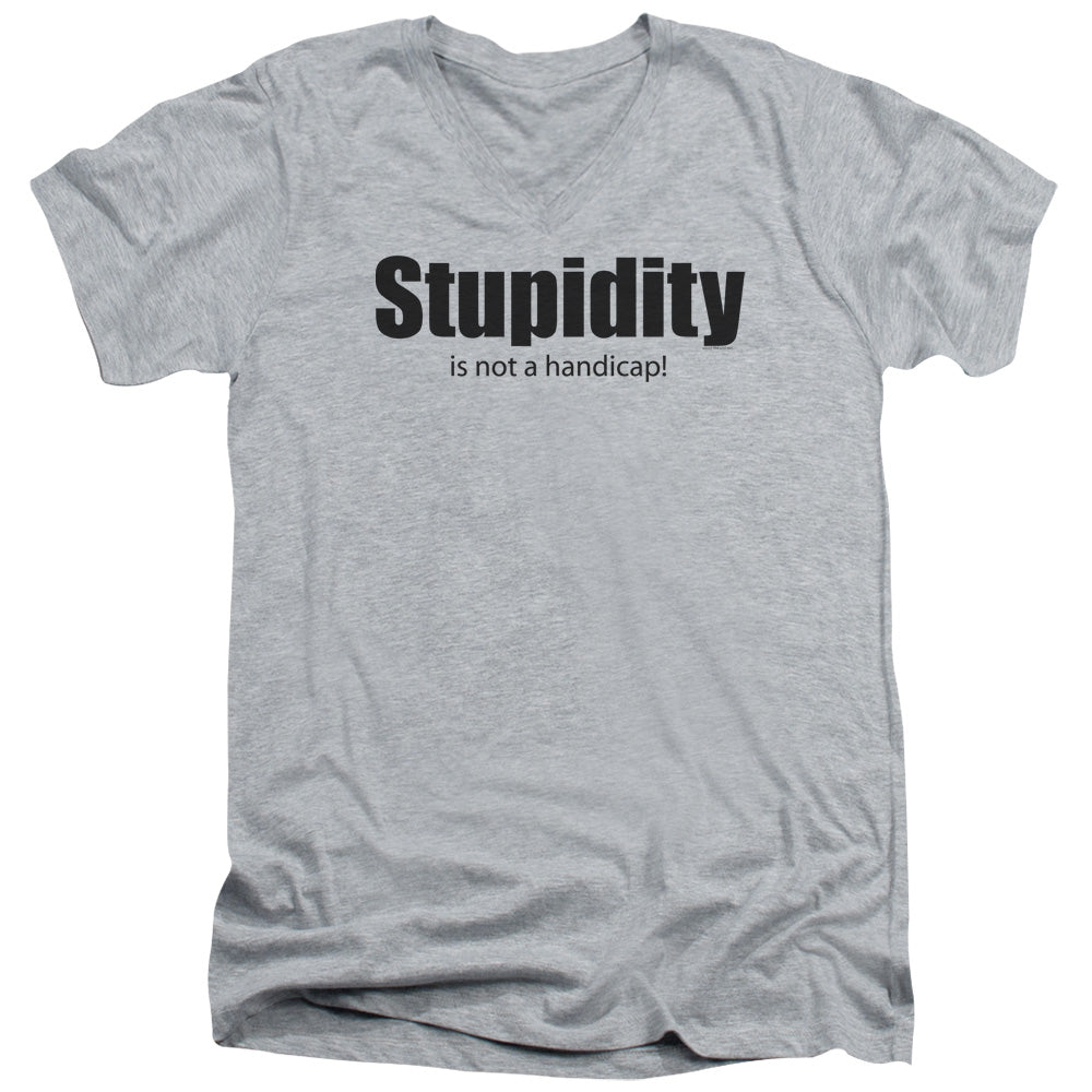 Stupidity - Short Sleeve Adult V-neck - Athletic Heather T-shirt