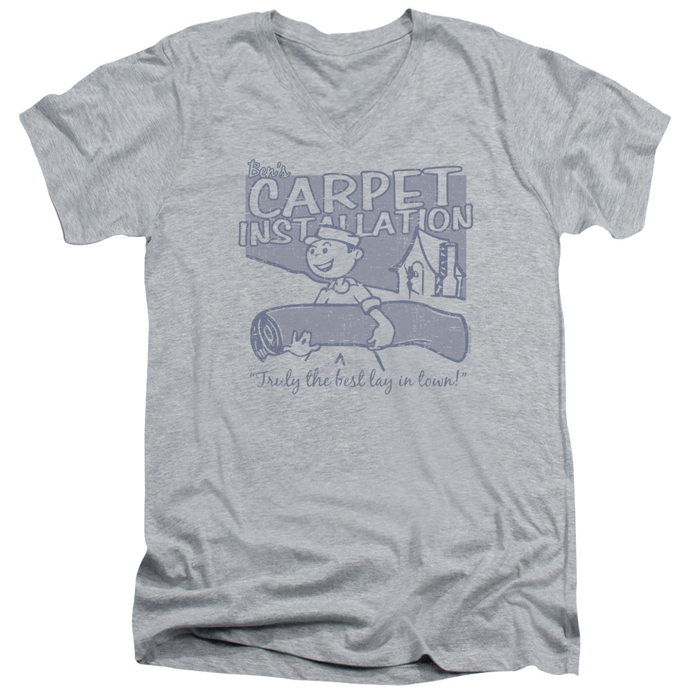 Bens Carpet Installation - Short Sleeve Adult V-neck - Athletic Heather T-shirt