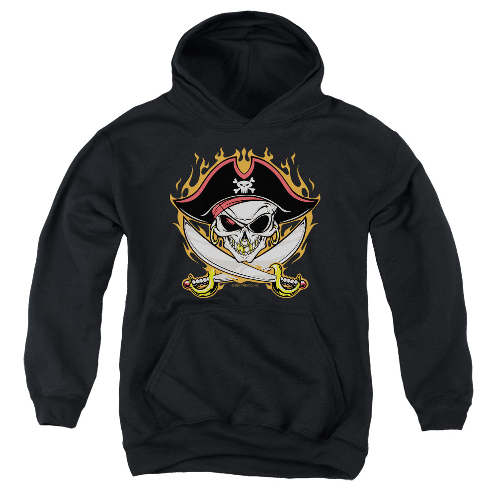 Pirate Skull-youth Pull-over Hoodie - Black