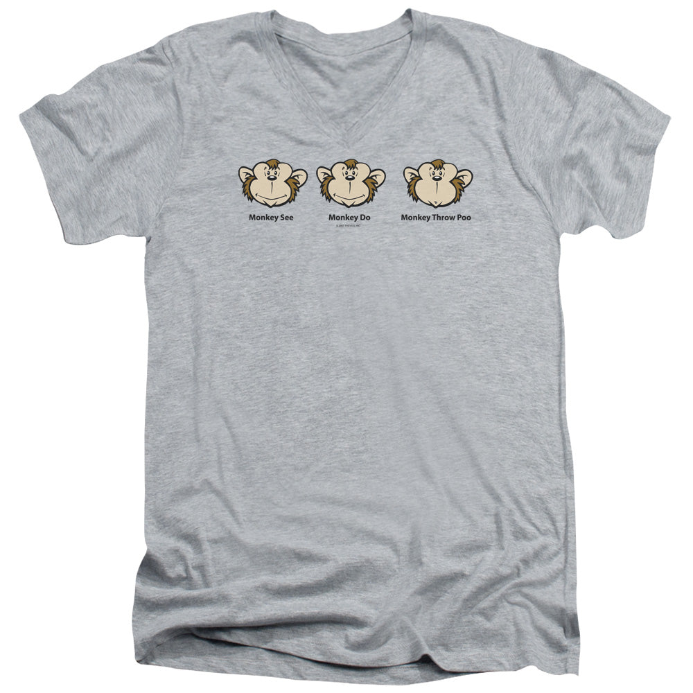 Monkey See... - Short Sleeve Adult V-neck 30 - 1 - Athletic Heather T-shirt