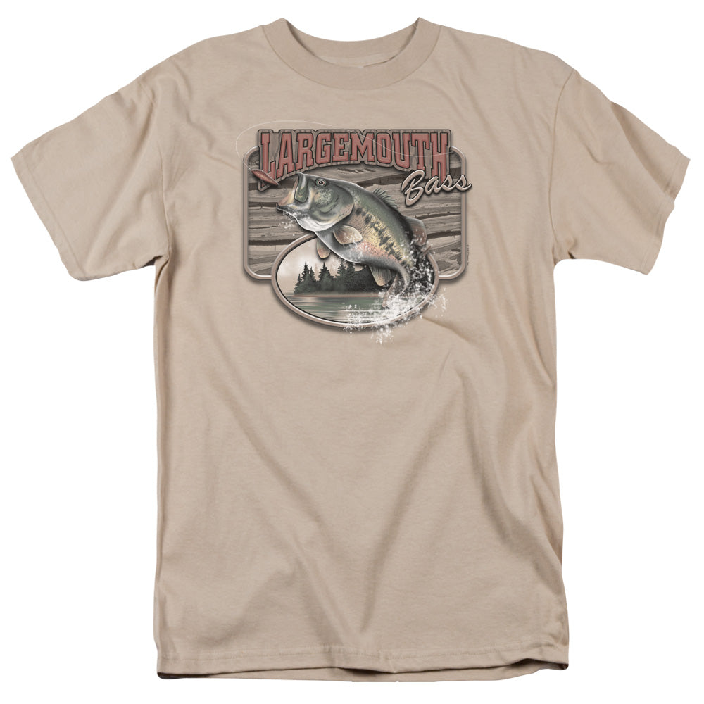 Wildlife - Large Mouth Bass - Short Sleeve Adult 18/1 - Sand T-shirt