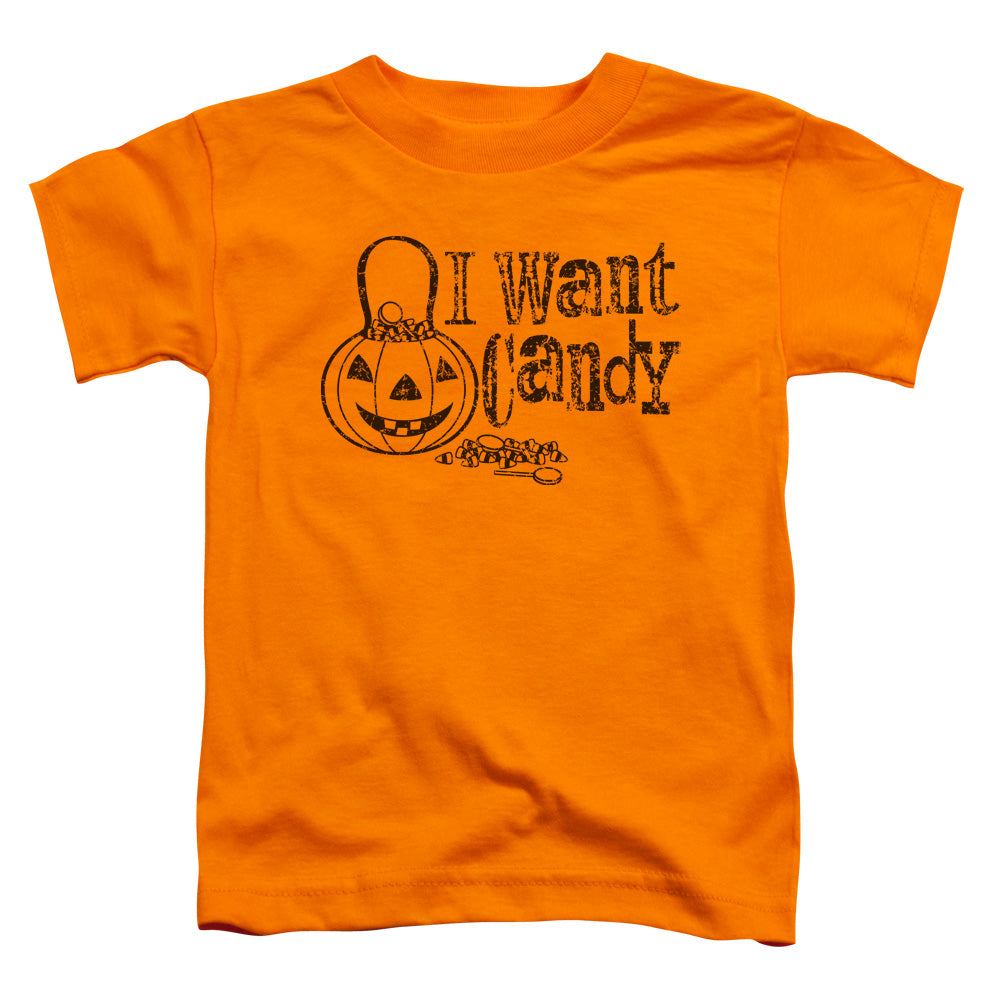 I Want Candy - Short Sleeve Toddler Tee - Orange T-shirt