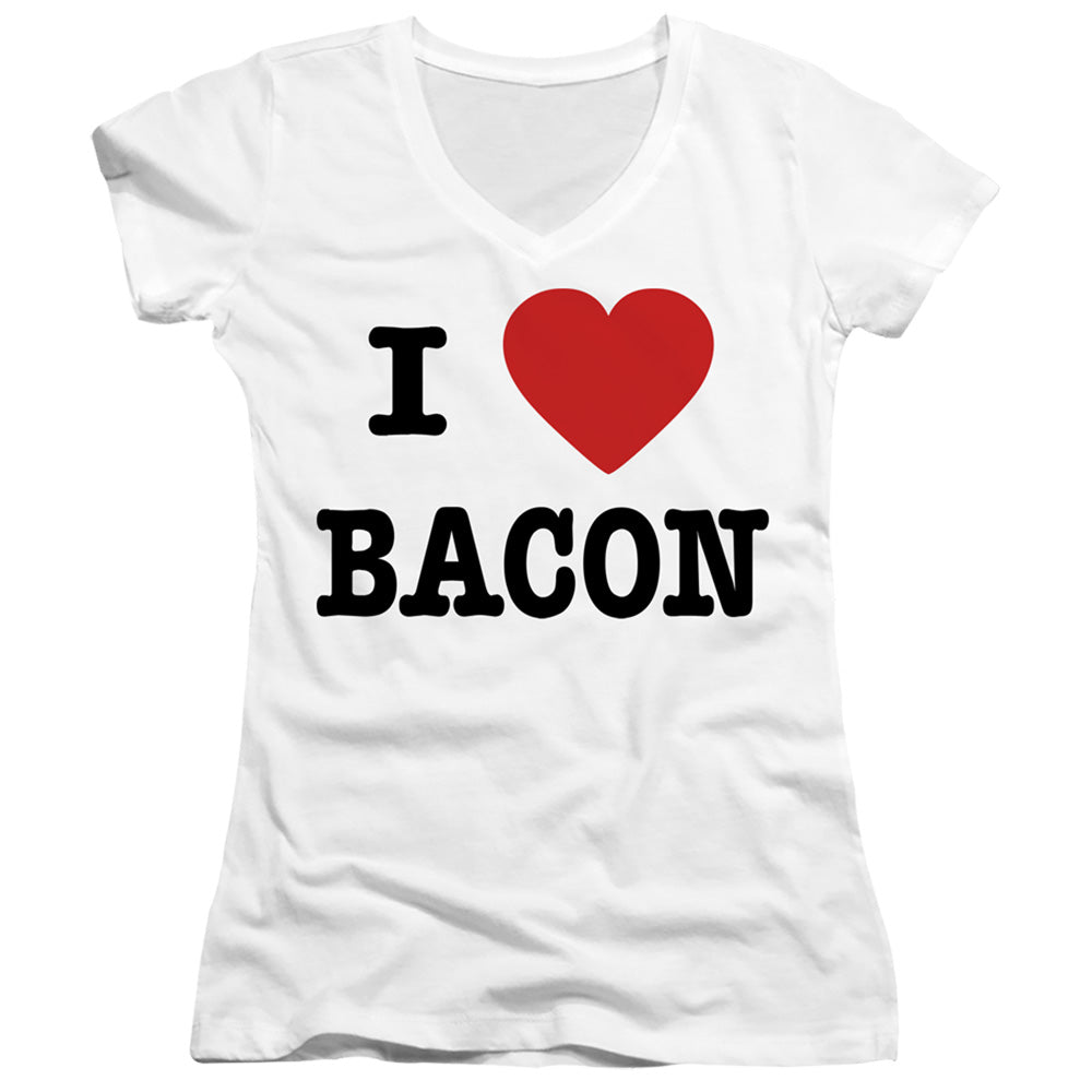 I Heart Bacon - Junior V-neck - White