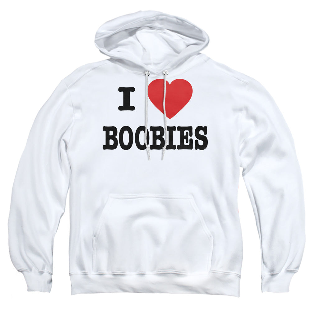 I Love Boobies - Adult Pull-over Hoodie - White