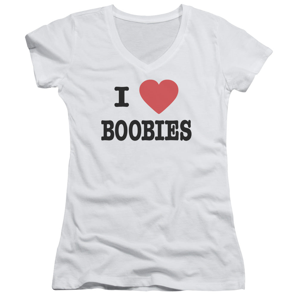 I Love Boobies - Junior V-neck - White