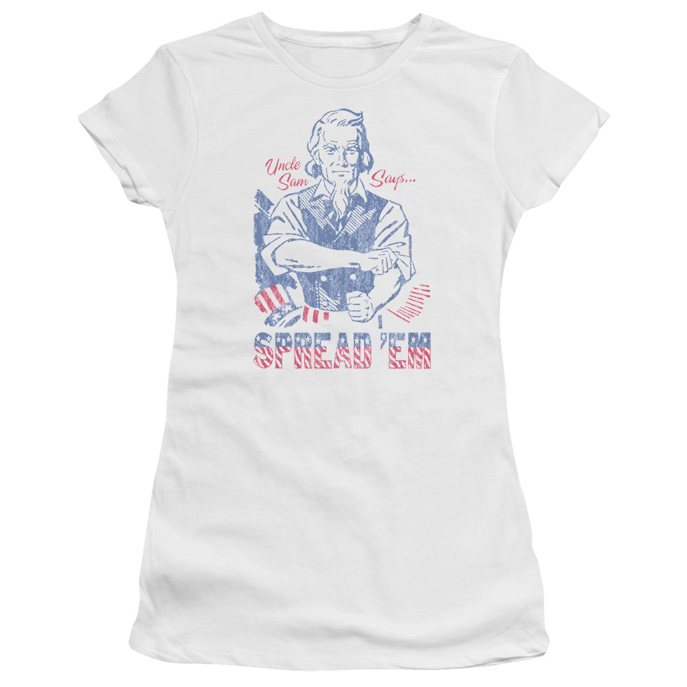 Spread Em - Short Sleeve Junior Sheer - White T-shirt