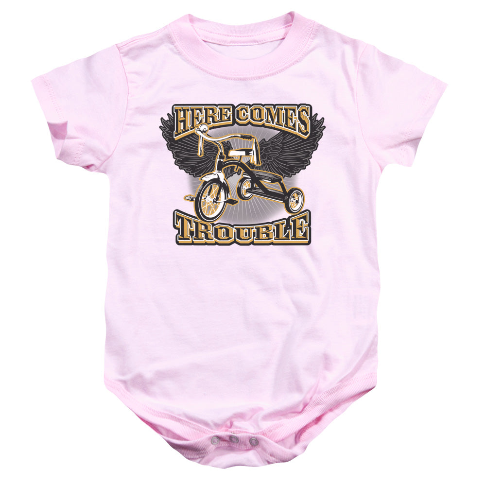 Here Comes Trouble - Infant Snapsuit - Pink