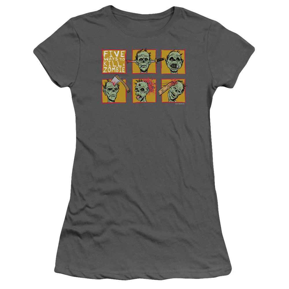Five Ways To Kill A Zombie - Short Sleeve Junior Sheer - Charcoal T-shirt