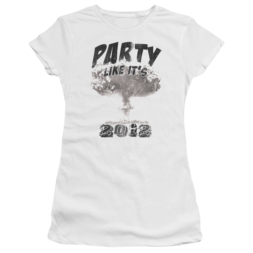 Party Like Its 2012 - Short Sleeve Junior Sheer - White T-shirt