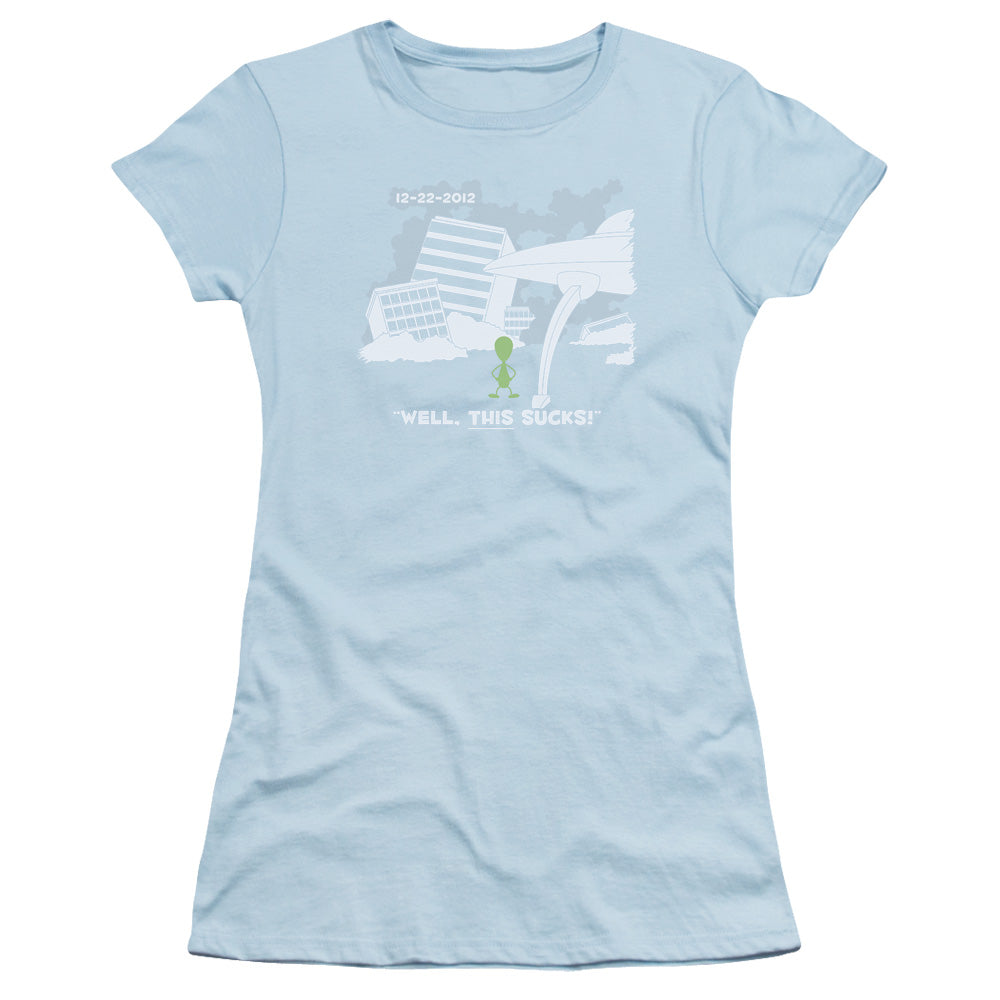 Late To The Party - Short Sleeve Junior Sheer - Light Blue T-shirt