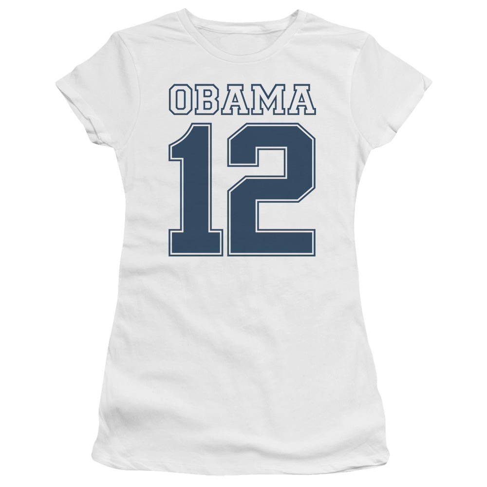 Obama 12 - Short Sleeve Junior Sheer - White T-shirt