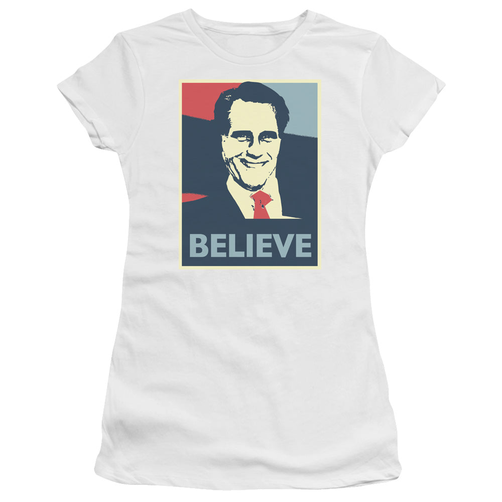 Believe - Short Sleeve Junior Sheer - White T-shirt