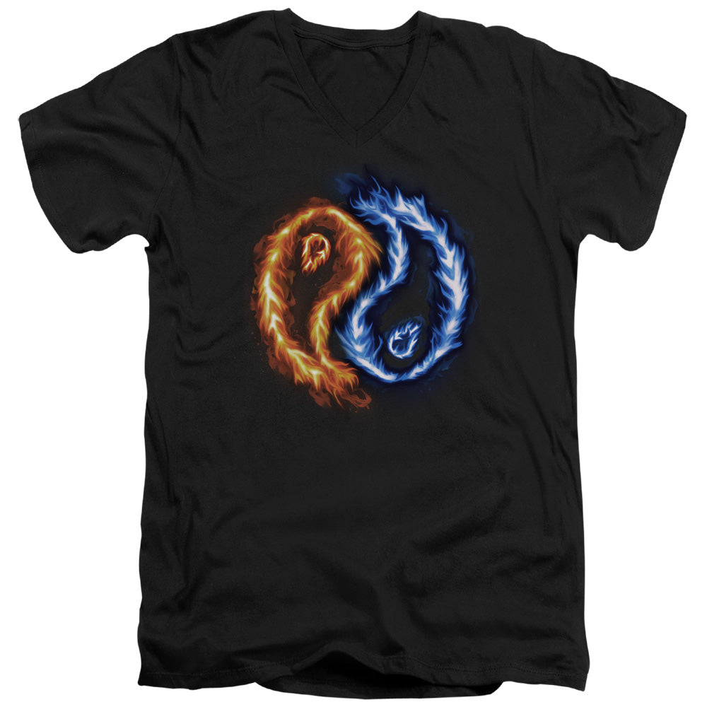 Flame Yang - Short Sleeve Adult V-neck 30 - 1 - Black T-shirt