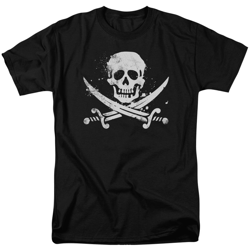 Distressed Jolly Roger - Short Sleeve Adult 18 - 1 - Black T-shirt